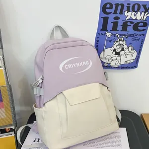 Fashionable contrast color casual school backpack for students and travel daily use