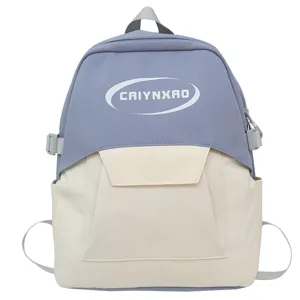 Stylish campus casual backpack with color block design, durable student school bag for daily travel.
