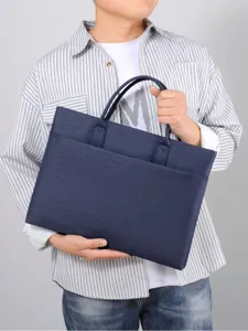 Borsa tote casual da uomo elegante borsa da lavoro blu scuro per computer portatile