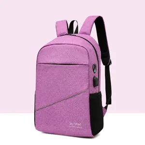 Casual travel laptop backpack with USB charging port, durable fabric for daily use.