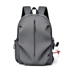 Casual Large Capacity Polyester Backpack Waterproof Travel School Bookbag With Cute Animal Pendant For Men Women