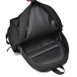 Casual black backpack with large capacity and lightweight design for daily school and travel use.