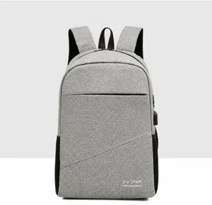 Casual grey waterproof travel backpack with USB charging port for daily commute and school.