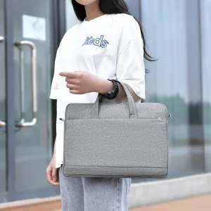 Graue Laptoptasche Business Aktentasche leicht tragbare Umhaengetasche Damen und Herren
