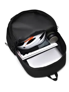 Large capacity black outdoor backpack, lightweight waterproof travel and sports fitness bag.