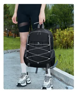 Lightweight foldable sports backpack for travel and outdoor activities with durable mesh pockets.