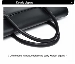 Schwarze Leder Aktentasche Griff Detail, professionelles Business Pendeln Büro Tasche Design.
