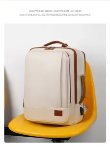 Large capacity travel backpack with USB port, multifunctional lightweight business school bag.
