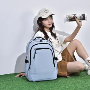 Fashionable business backpack with large capacity and stylish plaid design for outdoor use.