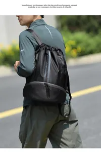 Casual sport fitness rugzak, gekleurd basketbal trekkoord tas, outdoor reizen eenvoudige rugzak