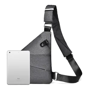 Men minimalist waterproof triangular sling bag casual outdoor crossbody chest bag grey color