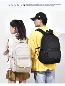 Detailed view of large capacity casual backpack in daily scene, stylish and practical design.