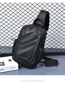 Herren wasserdicht Mode Freizeit Sling Brusttasche Mehrfächer Outdoor Sport Rucksack