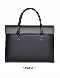 Klassische schwarze Leder-Geschäftstasche für Damen und Herren, geräumige Laptoptasche.