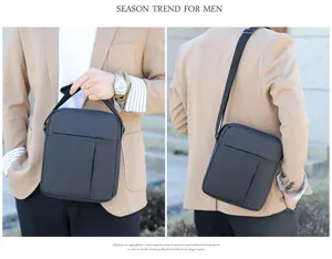 Men's lightweight nylon shoulder crossbody bag, casual outdoor travel small square bag.