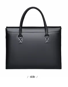 Schwarze Leder-Business-Aktentasche für Damen und Herren, professionelle Laptop-Handtasche.