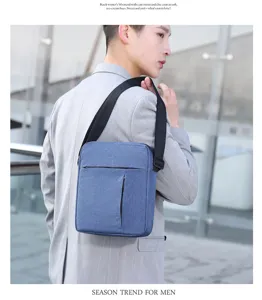 Men casual blue nylon single shoulder crossbody bag detail outdoor fashion travel style