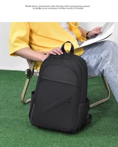 Mochila de negocios negra clásica para hombres y mujeres, gran mochila para computadora.