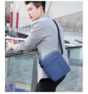 Men's lightweight nylon shoulder crossbody square bag, ideal for outdoor travel and daily commute use.