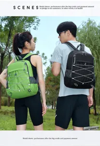 Casual sports foldable hiking backpack lightweight travel daypack with elastic cords.