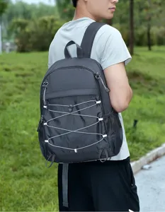 Casual outdoor sports folding backpack for men, lightweight travel daypack with bungee cord.