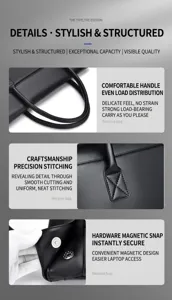 Geschaeftsfaehige Herren Damen Handtasche unifarbene grosse Laptoptasche Detailansicht.