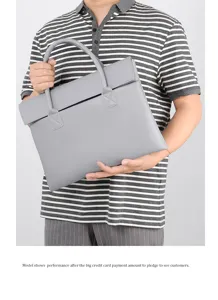 Business Pendler graue PU Leder Handtasche grosse Kapazitaet mode Laessige Aktentasche.