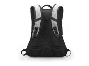 Ergonomic backpack back panel with breathable mesh padding and adjustable shoulder straps.
