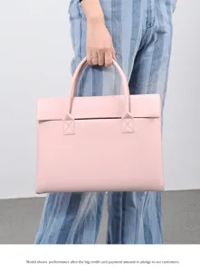 Rosa Damen Business Handtasche einfarbig Aktentasche grosse Kapazitaet Laptop Tasche Arbeit.