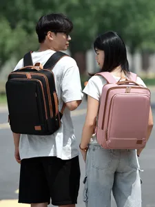 Large capacity travel backpack for men and women, casual business school bookbag in outdoor view.