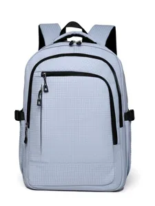 Fashionable grid commuting laptop backpack for men and women, casual large capacity outdoor bag.