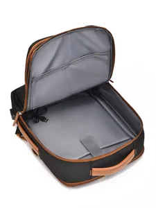 Large capacity business travel backpack with USB charging port, durable multi-functional black bag.