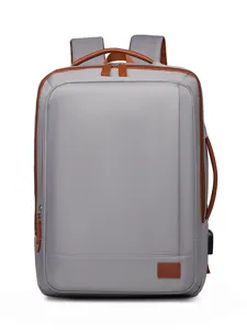 Large capacity business travel backpack for men and women, stylish grey daily school bag.
