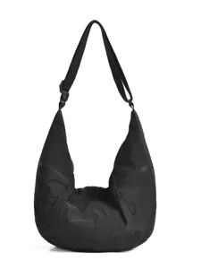 Black minimalist hobo crossbody bag casual soft lightweight dumpling shoulder bag for use.
