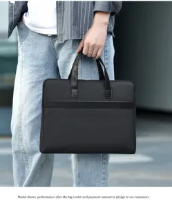 Minimalistische Business Laptoptasche schwarze Aktentasche grosse Kapazitaet Dokumententasche.
