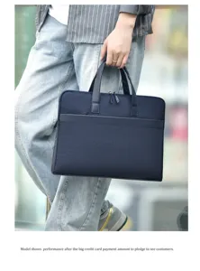 Stilvolle Business Laptoptasche für Damen und Herren, robuste blaue Aktentasche mit Reißverschluss.