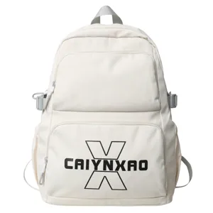 Stijlvolle casual canvas rugzak voor dames en studenten comfortabele schooltas wit