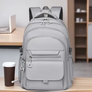 Japanese Style Casual Large Capacity Backpack For Women Men Solid Color Durable Polyester School Bookbag Travel Daypack