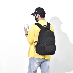 Minimalist black large capacity school backpack for student daily commuting casual fashion travel bag