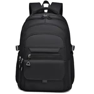 Large capacity black backpack for daily school and travel use with multi pocket design.