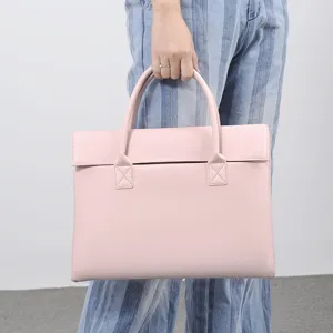 Uomini Donne Business Pendolarismo Valigetta per Portatile Grande Capacità Pelle PU Borsa a Mano Tinta Unita Ufficio Borsa per Computer