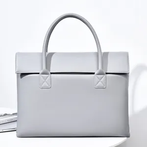 Borsa da lavoro grigia minimalista per pendolari, grande borsa porta pc elegante per uomo e donna.