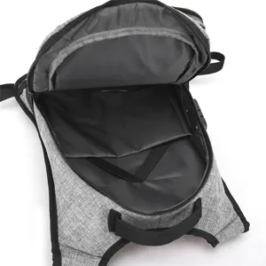 Business casual men's backpack anti-theft design grey fabric travel laptop bag main view