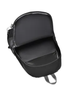 Lightweight foldable black backpack for casual travel, sports, and outdoor activities.