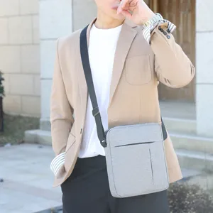 Men's lightweight nylon shoulder crossbody bag for outdoor travel, casual daily messenger bag.