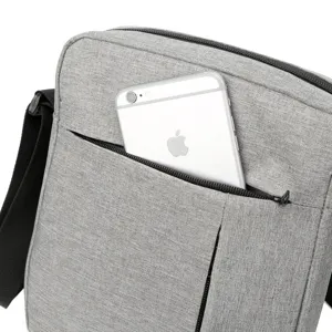 Lightweight nylon men's crossbody shoulder bag in grey, ideal for casual outdoor travel use.