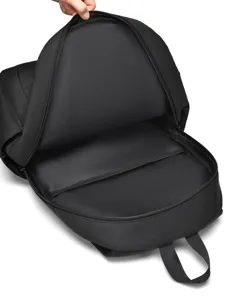 Mochila de negocios negra minimalista para hombres y mujeres, gran compartimento para ordenador.