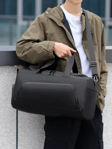 Men large capacity travel duffel bag business casual gym shoulder bag waterproof black