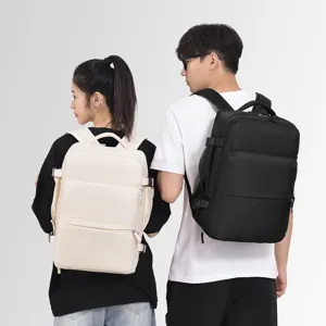 Large capacity casual laptop backpack for men and women, stylish student school book bag.