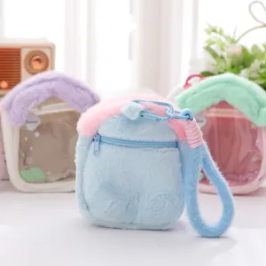 Cute plush house transparent doll display bag mini travel bag charm for women and students